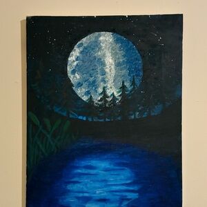 Moonlit Night Forest Canvas Art